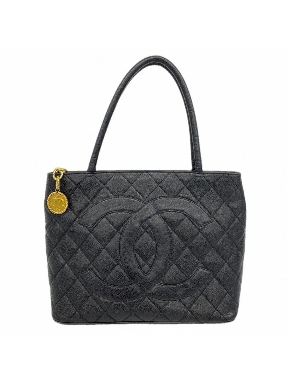 Chanel Tote Reissue Caviar Leather Black Gold